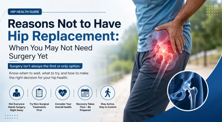 Person holding their hip with a highlighted anatomical hip joint illustration