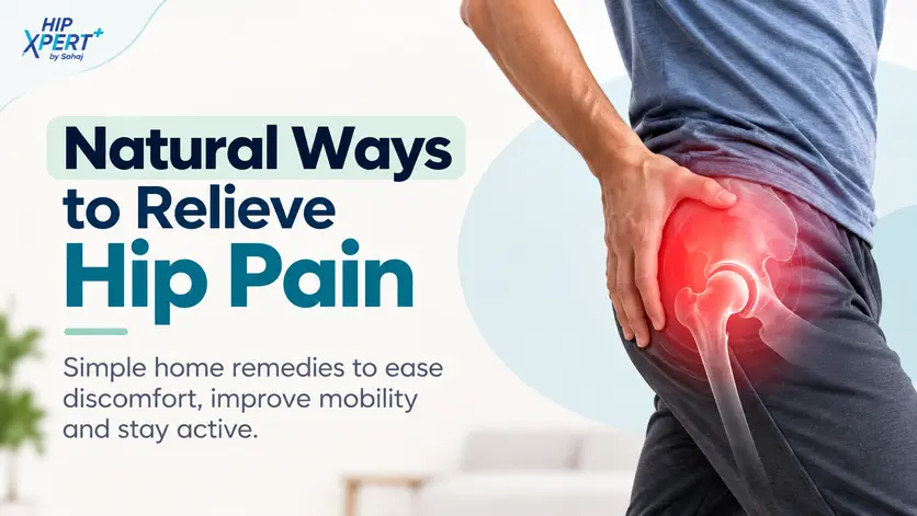 Man holding his hip to illustrate hip pain and natural home remedies for relief.
